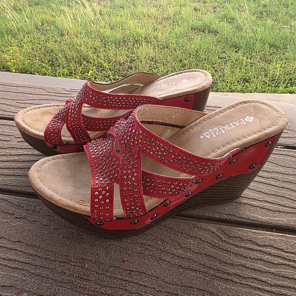 Red Studded Women's Sandals